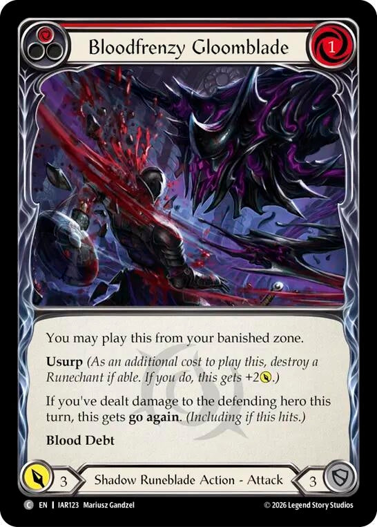 Image for Bloodfrenzy Gloomblade (Red) [Usurp the Shadow Throne] (IAR) - Flesh and Blood TCG