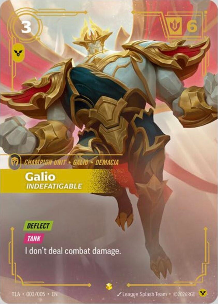 Image for Galio, Indefatigable (T1 Worlds Champion Player Bundle) (T1A 003/005) [Riftbound Promotional Cards] (PR) - Riftbound: League of Legends Trading Card Game