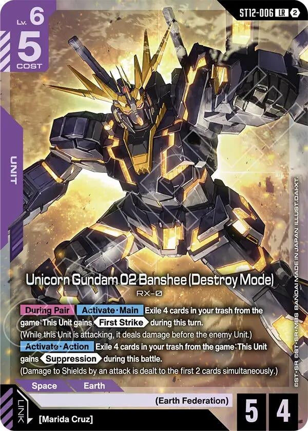 Image for Unicorn Gundam 02 Banshee (Destroy Mode) [Starter Deck 12: Raging Onslaught] (ST12) - Gundam Card Game
