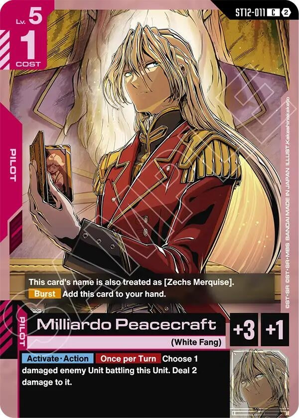 Image for Milliardo Peacecraft [Starter Deck 12: Raging Onslaught] (ST12) - Gundam Card Game