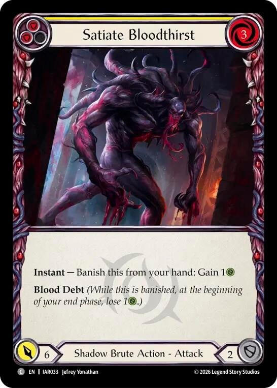 Image for Satiate Bloodthirst (Yellow) [Usurp the Shadow Throne] (IAR) - Flesh and Blood TCG