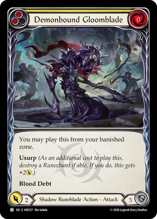 Image for Demonbound Gloomblade (Yellow) [Usurp the Shadow Throne] (IAR) - Flesh and Blood TCG