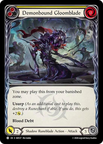 Image for Demonbound Gloomblade (Yellow) [Usurp the Shadow Throne] (IAR) - Flesh and Blood TCG