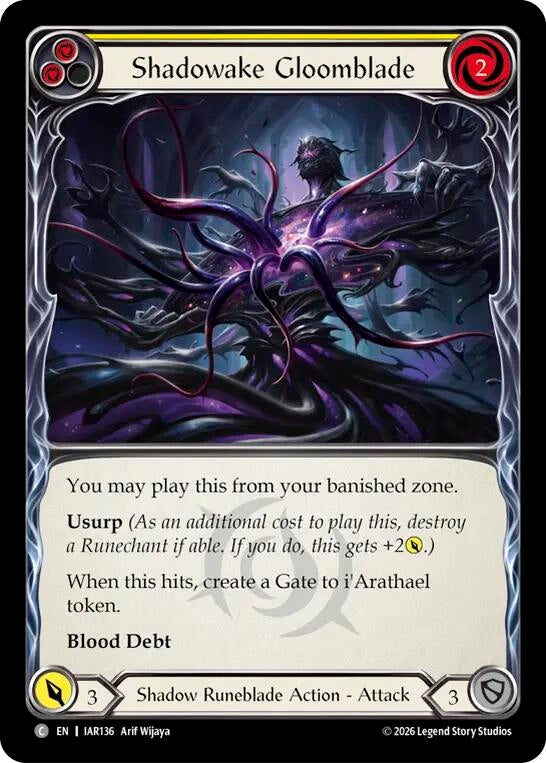Image for Shadowake Gloomblade (Yellow) [Usurp the Shadow Throne] (IAR) - Flesh and Blood TCG