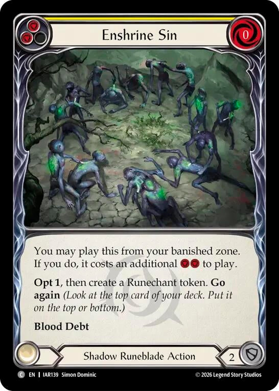 Image for Enshrine Sin (Yellow) [Usurp the Shadow Throne] (IAR) - Flesh and Blood TCG