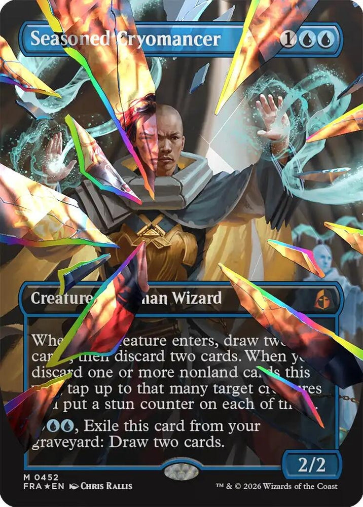 Image for Seasoned Cryomancer (Borderless) (Facet Foil) (0452) (452) [Reality Fracture] (FRA) - Magic: The Gathering