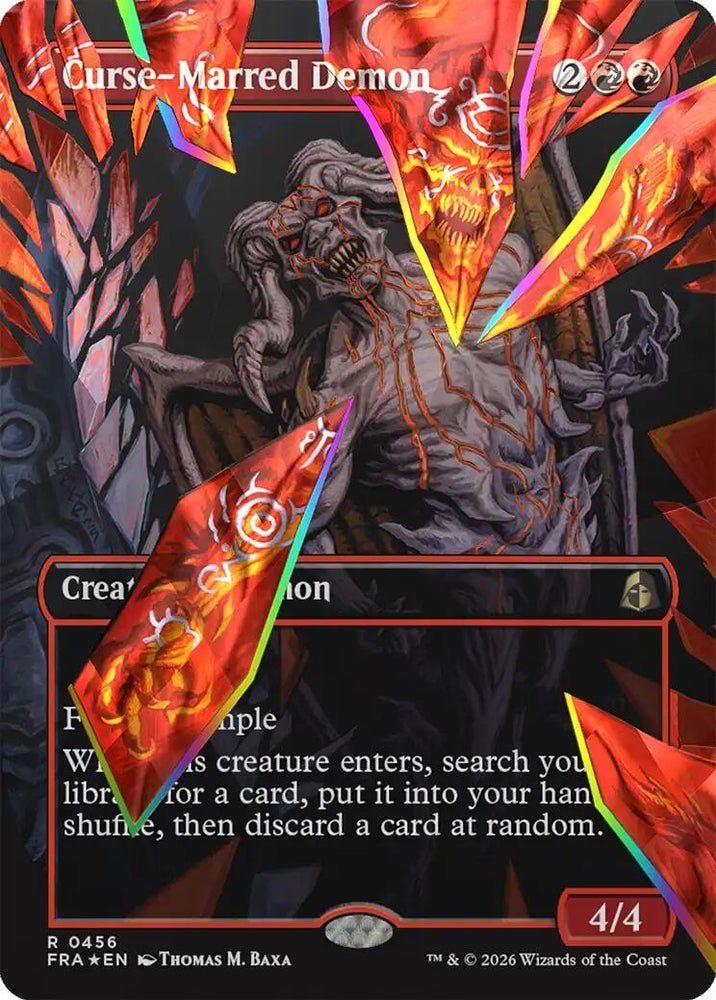 Image for Curse-Marred Demon (Borderless) (Facet Foil) (456) [Reality Fracture] (FRA) - Magic: The Gathering