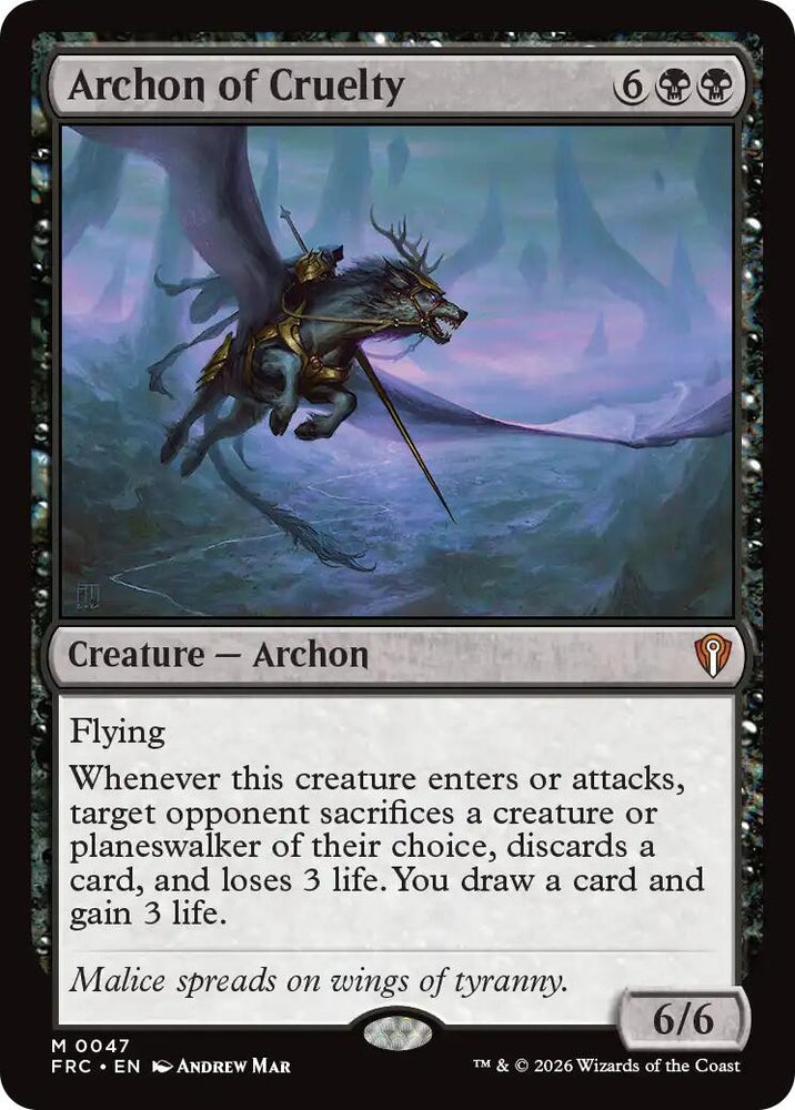 Image for Archon of Cruelty [Commander: Reality Fracture] (FRC) - Magic: The Gathering