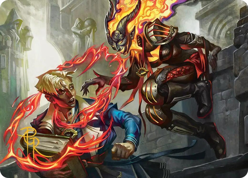 Image for Hallway Heckler Art Card (Gold-Stamped Signature) [Art Series: Reality Fracture] (ASFRA) - Magic: The Gathering