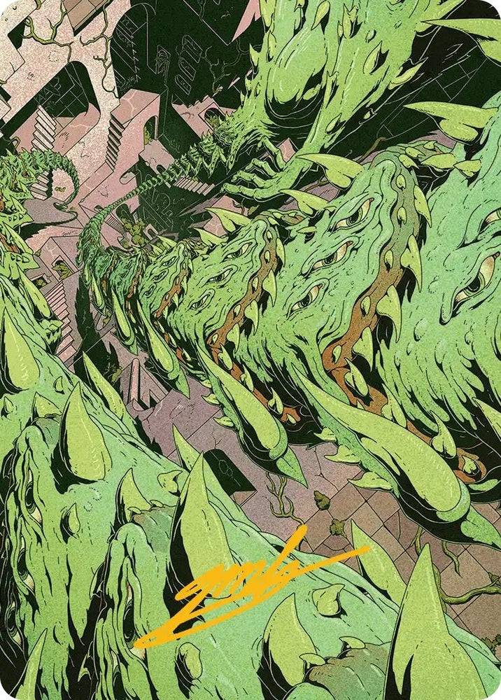 Image for Tarmogoyf Art Card (Gold-Stamped Signature) [Art Series: Reality Fracture] (ASFRA) - Magic: The Gathering