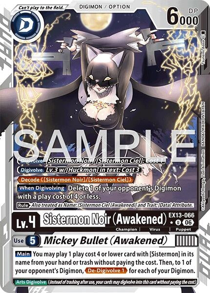 Image for Sistermon Noir (Awakened) // Mickey Bullet (Awakened) (Limited Foil) [Chivalrous XIII] (EX-13) - Digimon Card Game