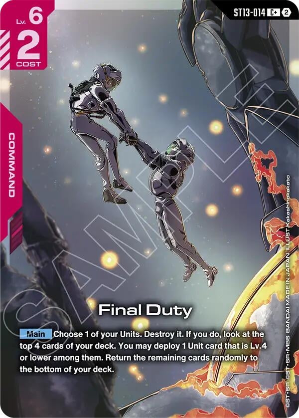 Image for Final Duty (C+) [Starter Deck 13: Silent Barrage] (ST13) - Gundam Card Game