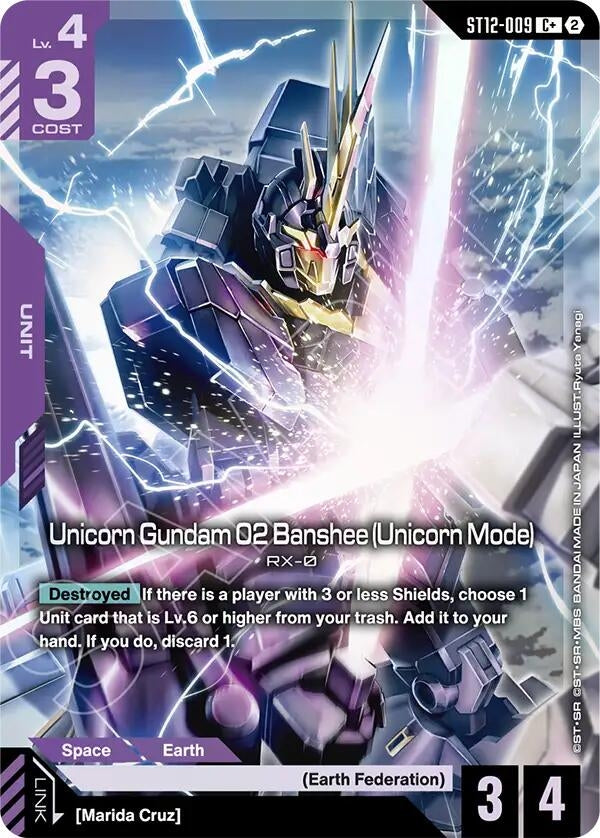 Image for Unicorn Gundam 02 Banshee (Unicorn Mode) (C+) [Starter Deck 12: Raging Onslaught] (ST12) - Gundam Card Game