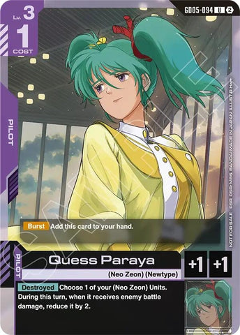Image for Quess Paraya (Store Tournament Participation Pack 06) [Gundam Promotional Cards] (GCG-PR) - Gundam Card Game