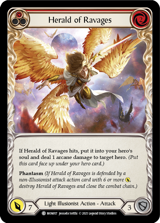Herald of Ravages (Red) [MON017-RF] (Monarch) 1st Edition Rainbow Foil