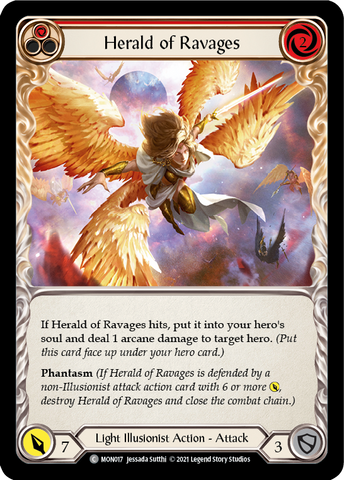 Herald of Ravages (Red) [MON017-RF] (Monarch) 1st Edition Rainbow Foil