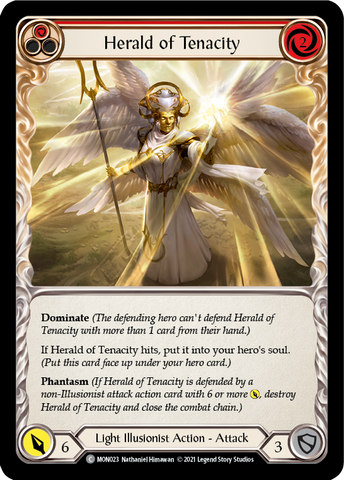 Herald of Tenacity (Red) [MON023-RF] (Monarch) 1st Edition Rainbow Foil