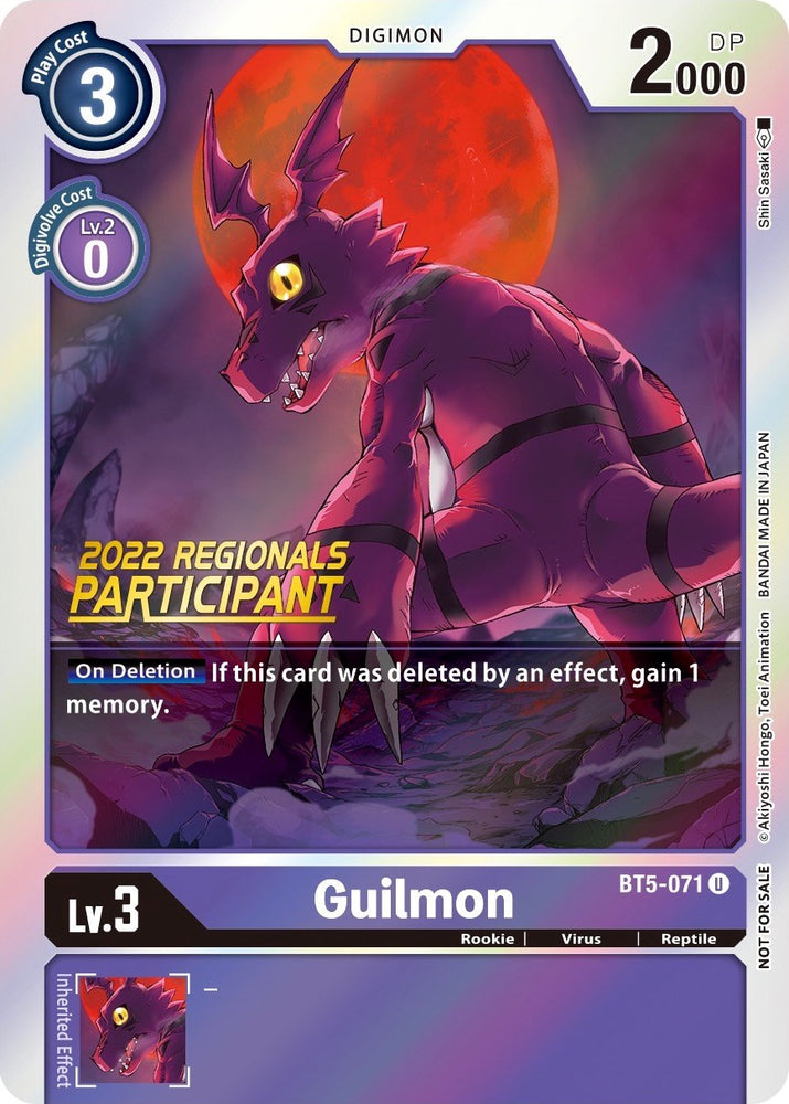 Guilmon [BT5-071] (2022 Championship Offline Regional) (Online Participant) [Battle of Omni Promos]