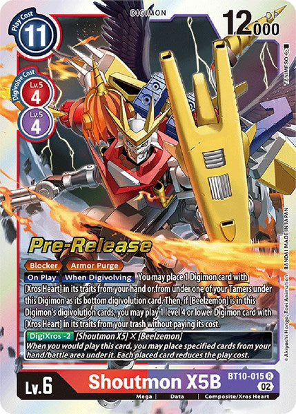 Shoutmon X5B [BT10-015] [Xros Encounter Pre-Release Cards]