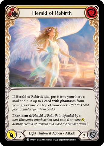 Herald of Rebirth (Yellow) [MON021-RF] (Monarch) 1st Edition Rainbow Foil