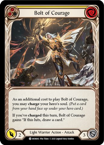Bolt of Courage (Yellow) [MON043-RF] (Monarch) 1st Edition Rainbow Foil