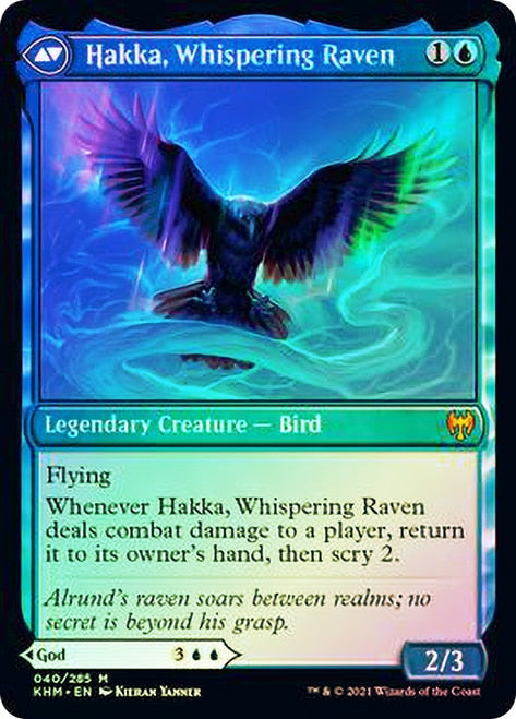 Alrund, God of the Cosmos // Hakka, Whispering Raven  [Kaldheim Prerelease Promos]