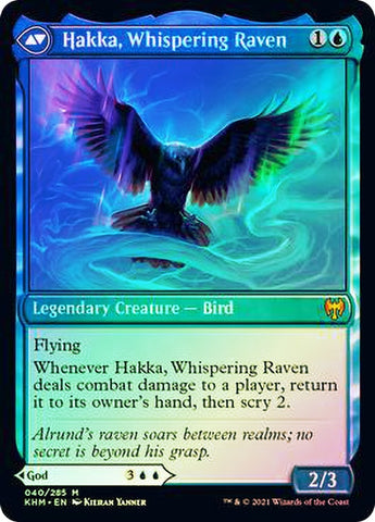 Alrund, God of the Cosmos // Hakka, Whispering Raven  [Kaldheim Prerelease Promos]