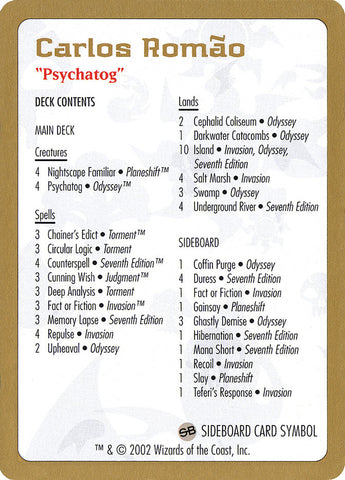 Carlos RomÃƒÂ£o Decklist [World Championship Decks 2002]