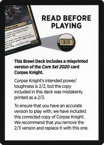 Corpse Knight Reminder Card (Knights' Charge Brawl Deck) [Unique and Miscellaneous Promos]