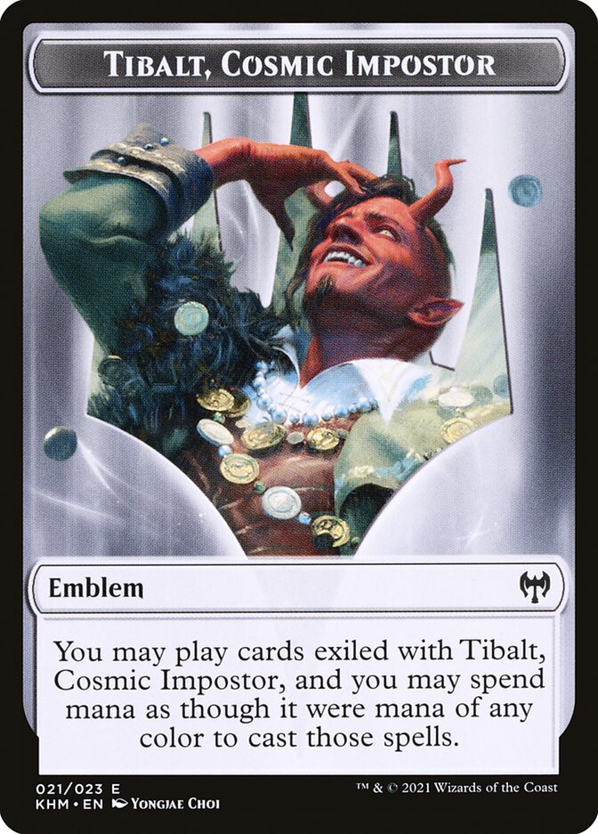 Human Warrior // Emblem - Tibalt, Cosmic Impostor Double-sided Token [Kaldheim Tokens]